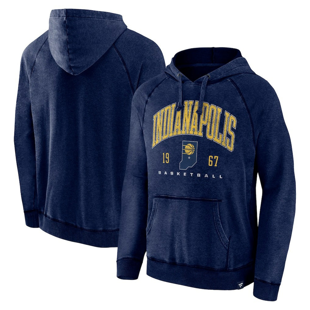 Indiana Pacers Foul Trouble Snow Wash Raglan Pullover Hoodie Heather Navy | Fanatics for sale