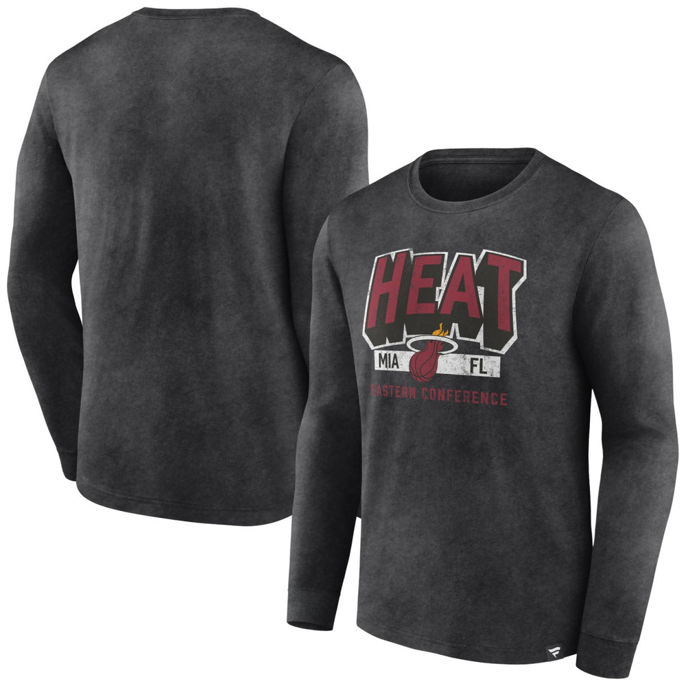 Miami Heat Front Court Press Snow Wash Long Sleeve T-Shirt Heather Charcoal | Fanatics Near Me