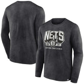 Brooklyn Nets Front Court Press Snow Wash Long Sleeve T-Shirt Heather Charcoal | Fanatics for sale