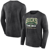 Milwaukee Bucks Front Court Press Snow Wash Long Sleeve T-Shirt Heather Charcoal | Fanatics for sale