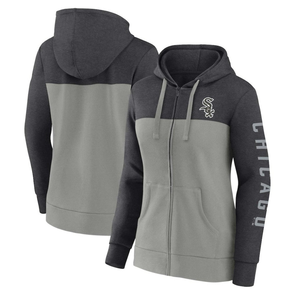 Chicago White Sox Fanatics Women's City Ties Hoodie Full-Zip Sweatshirt - Heather Charcoal/Gray - Fanatics Online
