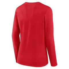 Washington Nationals Fanatics Women's Run The Bases Long Sleeve T-Shirt & Cuffed Knit Hat with Pom Combo Set - Red - Fanatics Lifestyle