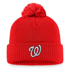 Washington Nationals Fanatics Women's Run The Bases Long Sleeve T-Shirt & Cuffed Knit Hat with Pom Combo Set - Red - Fanatics Lifestyle