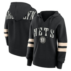 Brooklyn Nets Women's Bold Move Dolman V-Neck High Hip Hoodie Black | Fanatics for sale