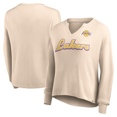 Los Angeles Lakers Women's Go For It Long Sleeve Notch Neck T-Shirt Tan | Fanatics Near Me