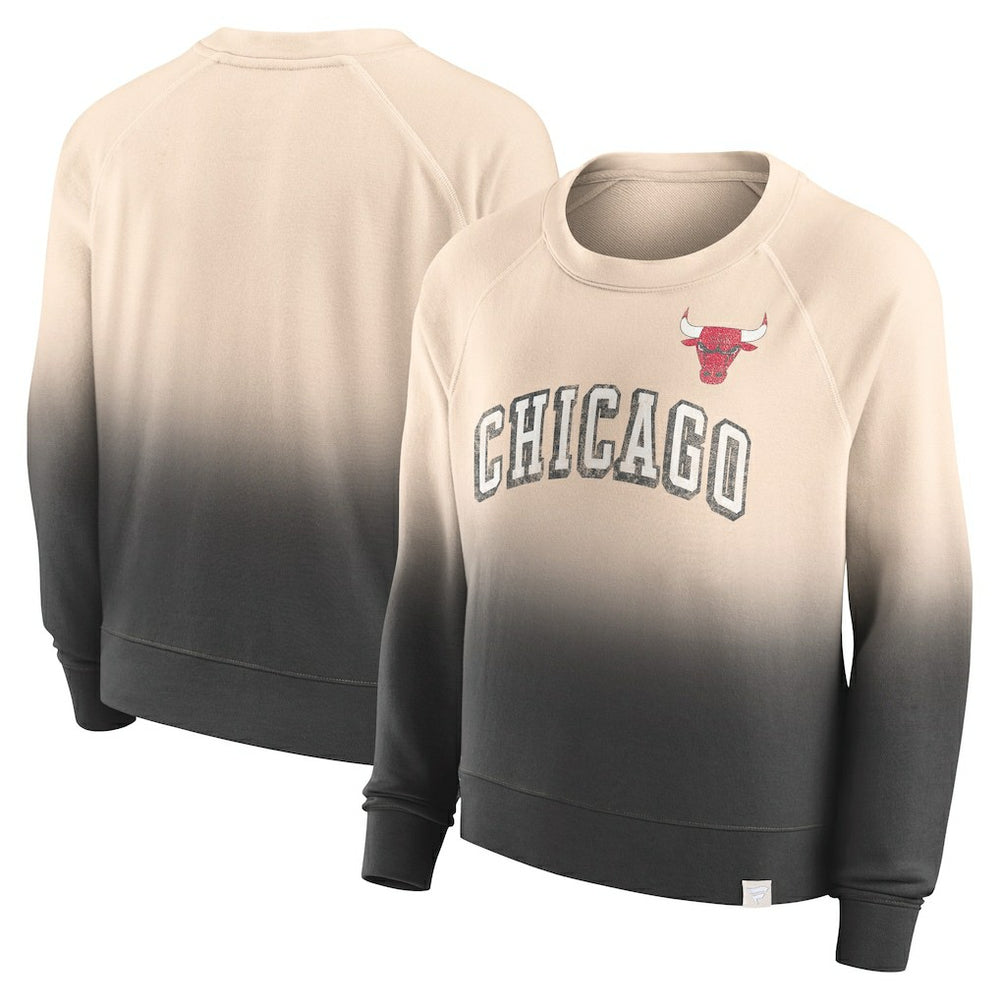 Chicago Bulls Women's Lounge Arch Raglan Pullover Sweatshirt Tan/Black | Fanatics