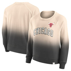 Chicago Bulls Women's Lounge Arch Raglan Pullover Sweatshirt Tan/Black | Fanatics