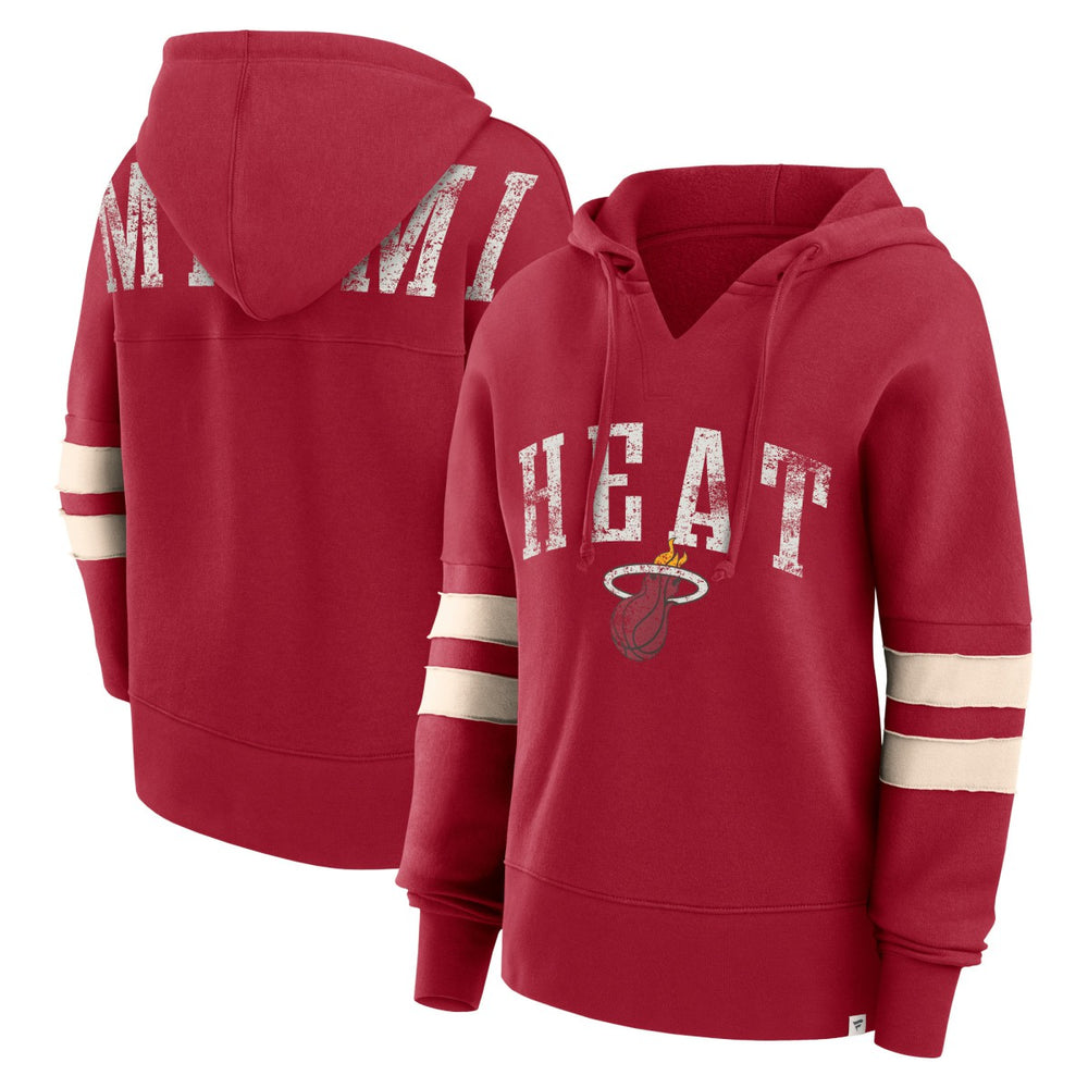 Miami Heat Women's Bold Move Dolman V-Neck High Hip Hoodie Red | Fanatics US