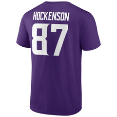 T.J. Hockenson Minnesota Vikings Icon Player Name & Number T-Shirt Purple