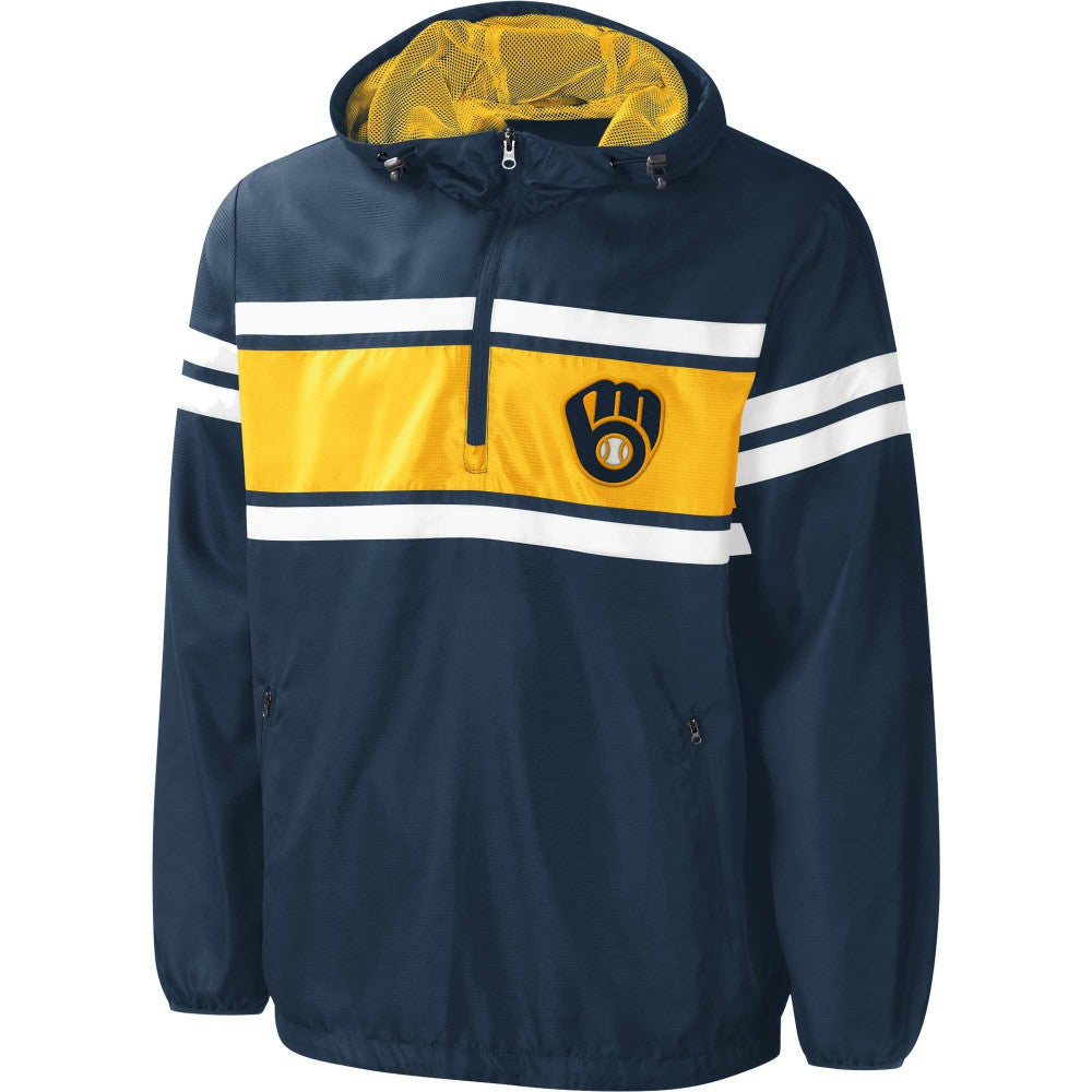 Milwaukee Brewers G-III Sports by Carl Banks Game Score Quarter-Zip Windbreaker - Navy - MLB Online