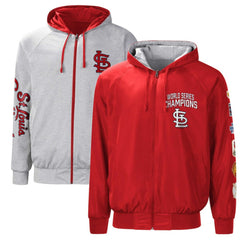 St. Louis Cardinals G-III Sports by Carl Banks Southpaw Reversible Raglan Hoodie Full-Zip Jacket - Red/Heather Gray - MLB Sale
