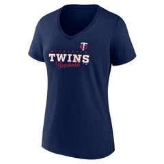Minnesota Twins Women's Back In Business V-Neck T-Shirt - Navy - MLB Lifestyle