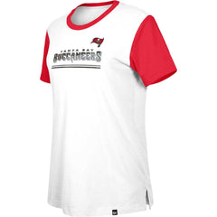 Tampa Bay Buccaneers New Era Women's Third Down Colorblock T-Shirt White/Red