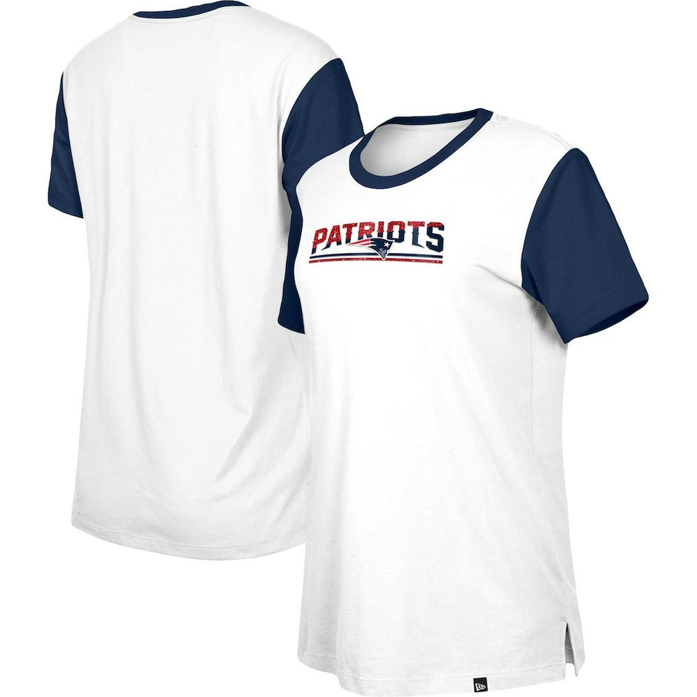 New England Patriots New Era Women's Third Down Colorblock T-Shirt White/Navy