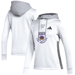 Los Angeles Kings adidas Women's Refresh Skate Lace AEROREADY Pullover Hoodie - White - NHL 5260161