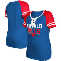 Buffalo Bills New Era Women's Throwback Raglan Lace-Up T-Shirt Royal