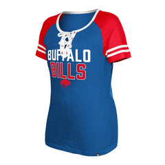 Buffalo Bills New Era Women's Throwback Raglan Lace-Up T-Shirt Royal