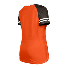 Cleveland Browns New Era Women's Throwback Raglan Lace-Up T-Shirt Orange