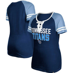Tennessee Titans New Era Women's Raglan Lace-Up T-Shirt Navy
