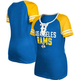 Los Angeles Rams New Era Women's Raglan Lace-Up T-Shirt Royal
