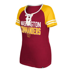 Washington Commanders New Era Women's Raglan Lace-Up T-Shirt Burgundy