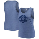 Atlanta Braves Soft as a Grape Women's Plus Size High Neck Tri-Blend Tank Top - Navy - MLB Sale