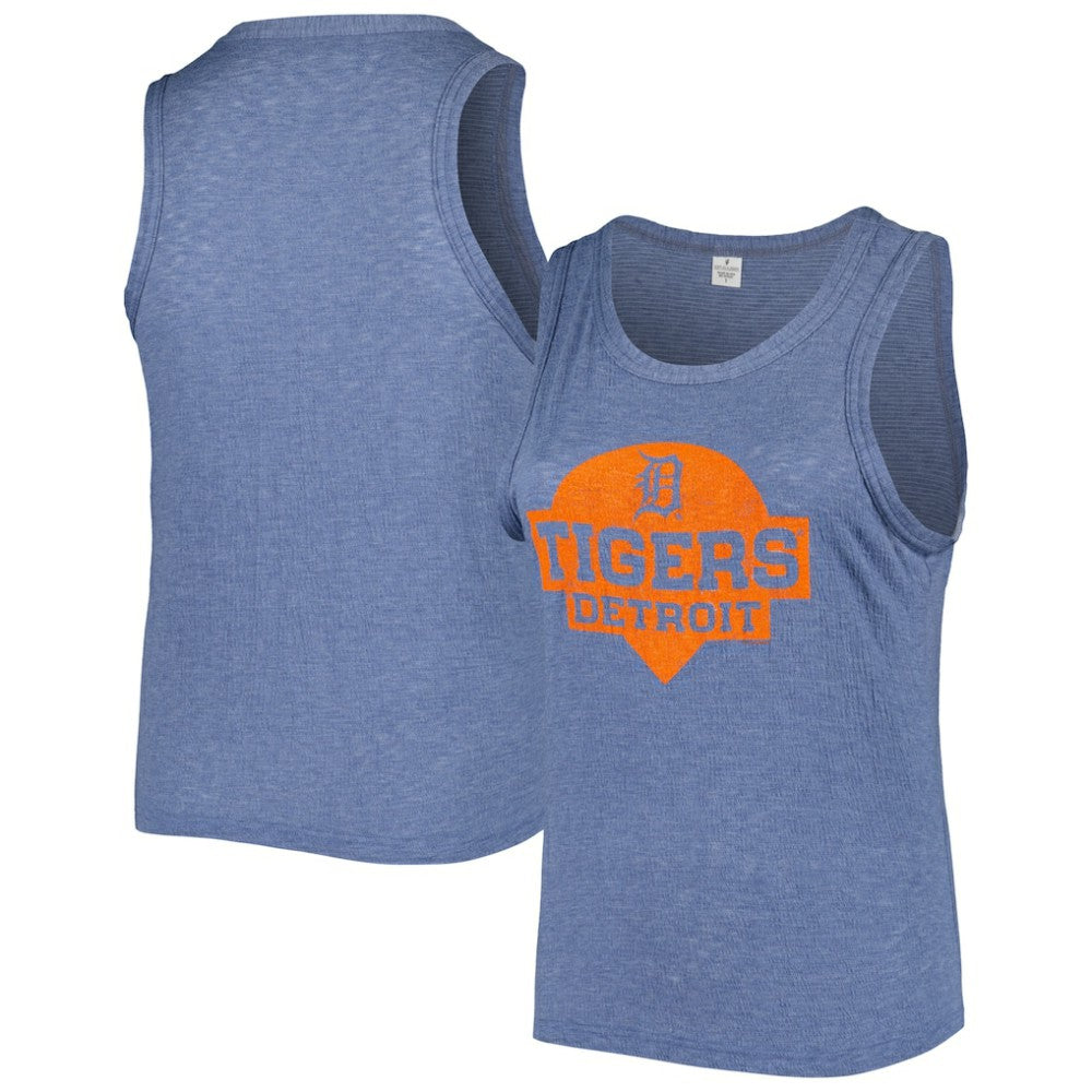 Detroit Tigers Soft as a Grape Women's Plus Size High Neck Tri-Blend Tank Top - Navy - MLB Lifestyle