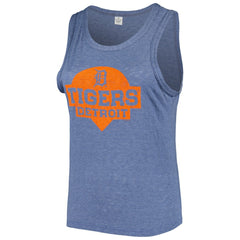 Detroit Tigers Soft as a Grape Women's Plus Size High Neck Tri-Blend Tank Top - Navy - MLB Lifestyle