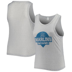 Miami Marlins Soft as a Grape Women's Plus Size High Neck Tri-Blend Tank Top - Gray - MLB on Sale