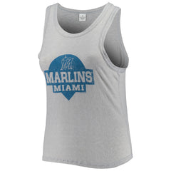 Miami Marlins Soft as a Grape Women's Plus Size High Neck Tri-Blend Tank Top - Gray - MLB on Sale