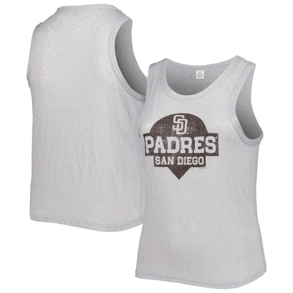 San Diego Padres Soft as a Grape Women's Plus Size High Neck Tri-Blend Tank Top - Gray - MLB Discount