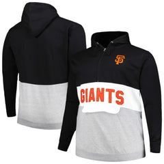 San Francisco Giants Big & Tall Fleece Half-Zip Hoodie - Black/White - MLB Lifestyle