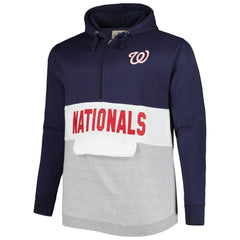 Washington Nationals Big & Tall Fleece Half-Zip Hoodie - Navy/White - MLB Lifestyle
