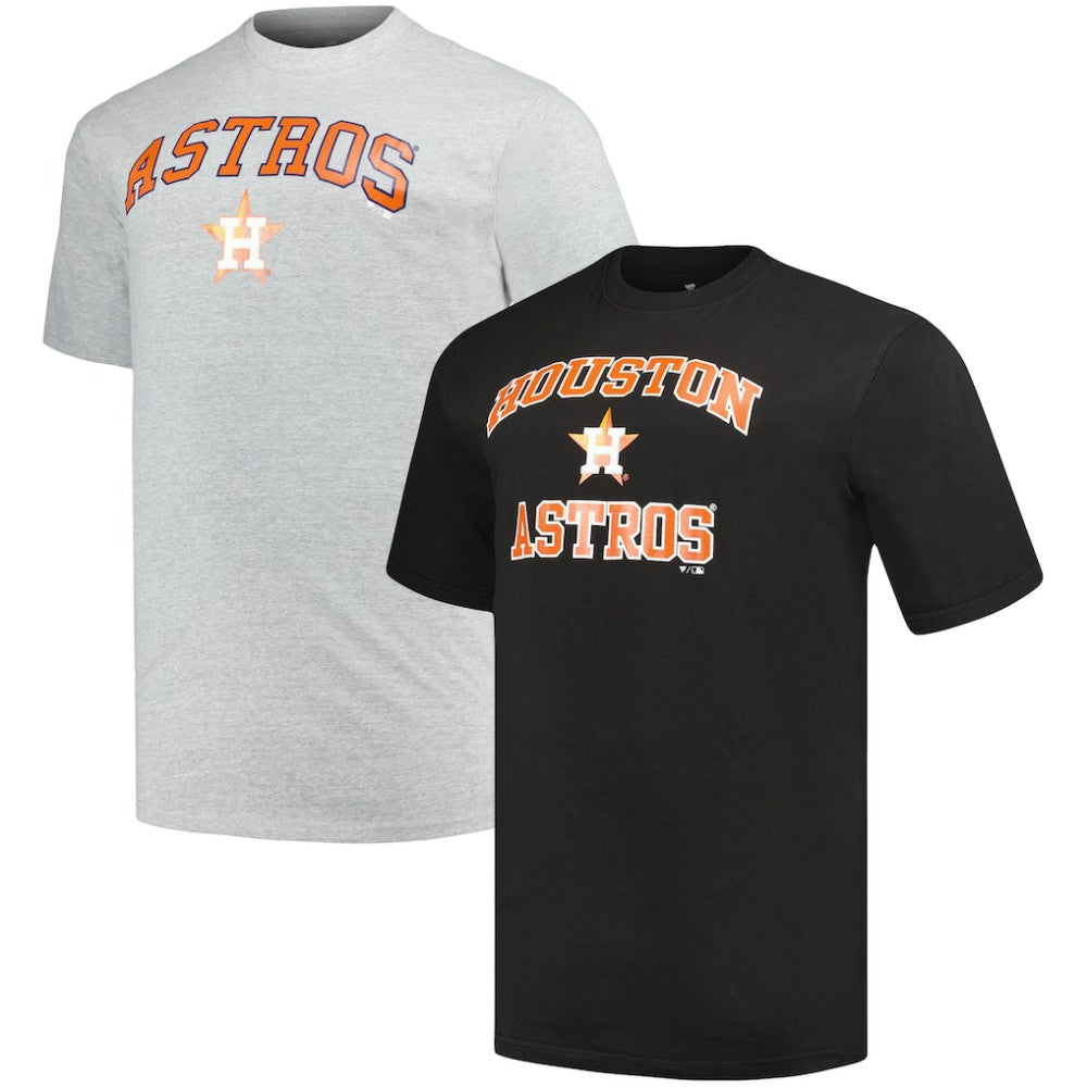 Houston Astros Profile Big & Tall T-Shirt Combo Pack - Black/Heather Gray - MLB Lifestyle