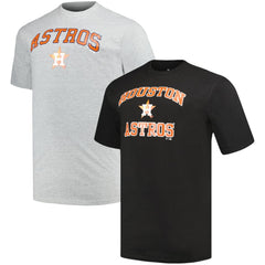 Houston Astros Profile Big & Tall T-Shirt Combo Pack - Black/Heather Gray - MLB Lifestyle