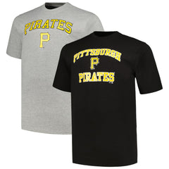 Pittsburgh Pirates Profile Big & Tall T-Shirt Combo Pack - Black/Heather Gray - MLB Discount
