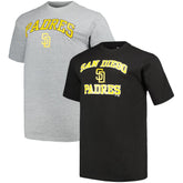 San Diego Padres Profile Big & Tall T-Shirt Combo Pack - Black/Heather Gray - MLB Discount