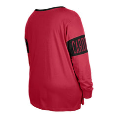 Arizona Cardinals New Era Women's Plus Size Lace-Up Notch Neck Long Sleeve T-Shirt Cardinal