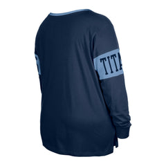 Tennessee Titans New Era Women's Plus Size Lace-Up Notch Neck Long Sleeve T-Shirt Navy