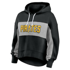 Pittsburgh Pirates Fanatics Women's Filled Stat Sheet Pullover Hoodie - Black - Fanatics Sale
