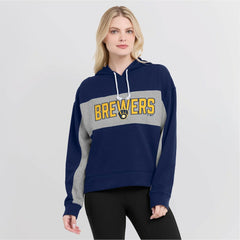 Milwaukee Brewers Fanatics Women's Filled Stat Sheet Pullover Hoodie - Navy - Fanatics on Sale