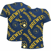 Milwaukee Brewers Stitches Youth Allover Team T-Shirt - Navy - MLB Online