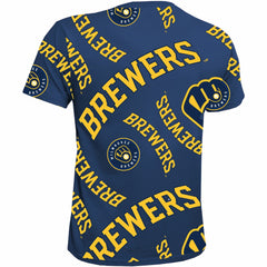 Milwaukee Brewers Stitches Youth Allover Team T-Shirt - Navy - MLB Online