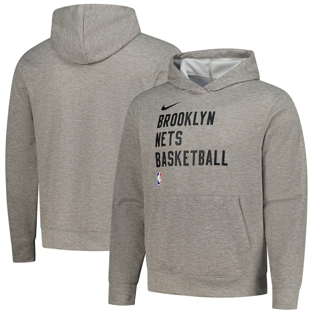 Brooklyn Nets Unisex 2023/24 Performance Spotlight On-Court Practice Pullover Hoodie Heather Gray | Nike US