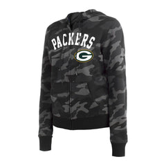 Green Bay Packers New Era Women's Camo Full-Zip Hoodie Black