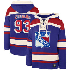 Mika Zibanejad New York Rangers '47 Player Name & Number Lacer Pullover Hoodie - Blue - NHL 5266614