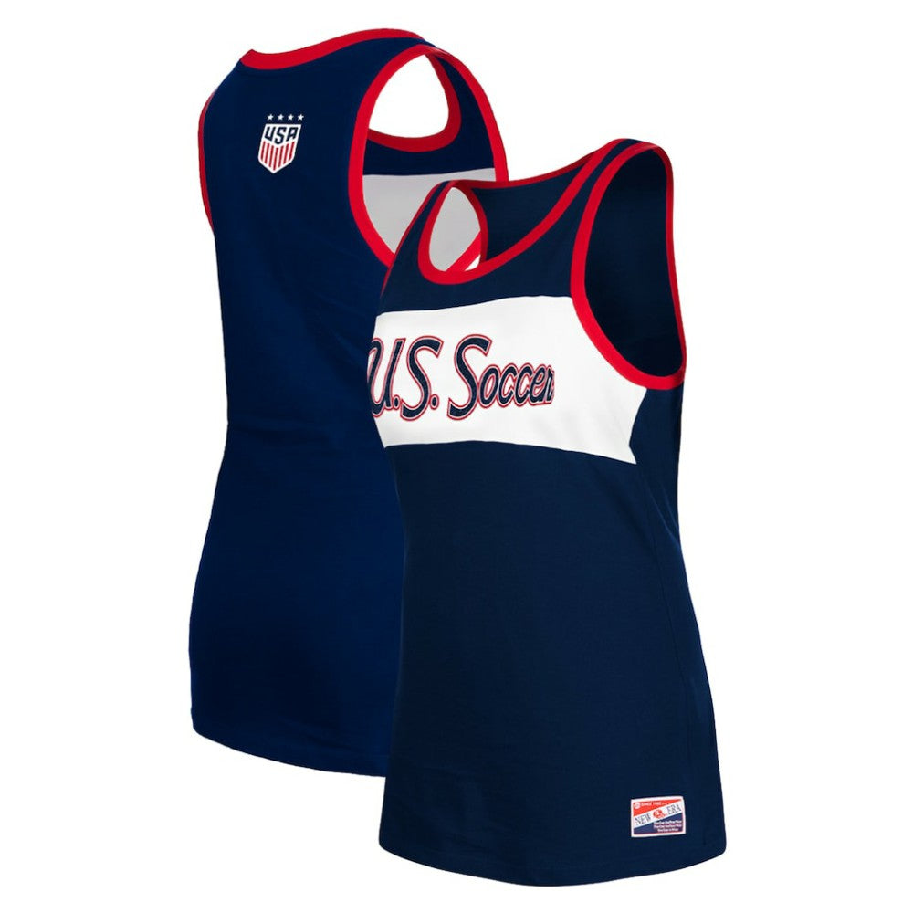 USWNT 5th & Ocean by New Era Women's Throwback Jersey Racer Tank Top Navy - New Era for sale