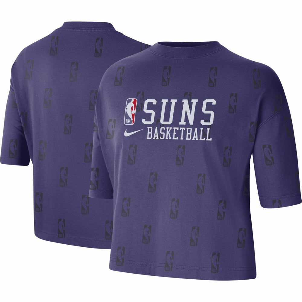 Phoenix Suns Women's Allover NBA Logo Boxy T-Shirt Purple | Nike outlet