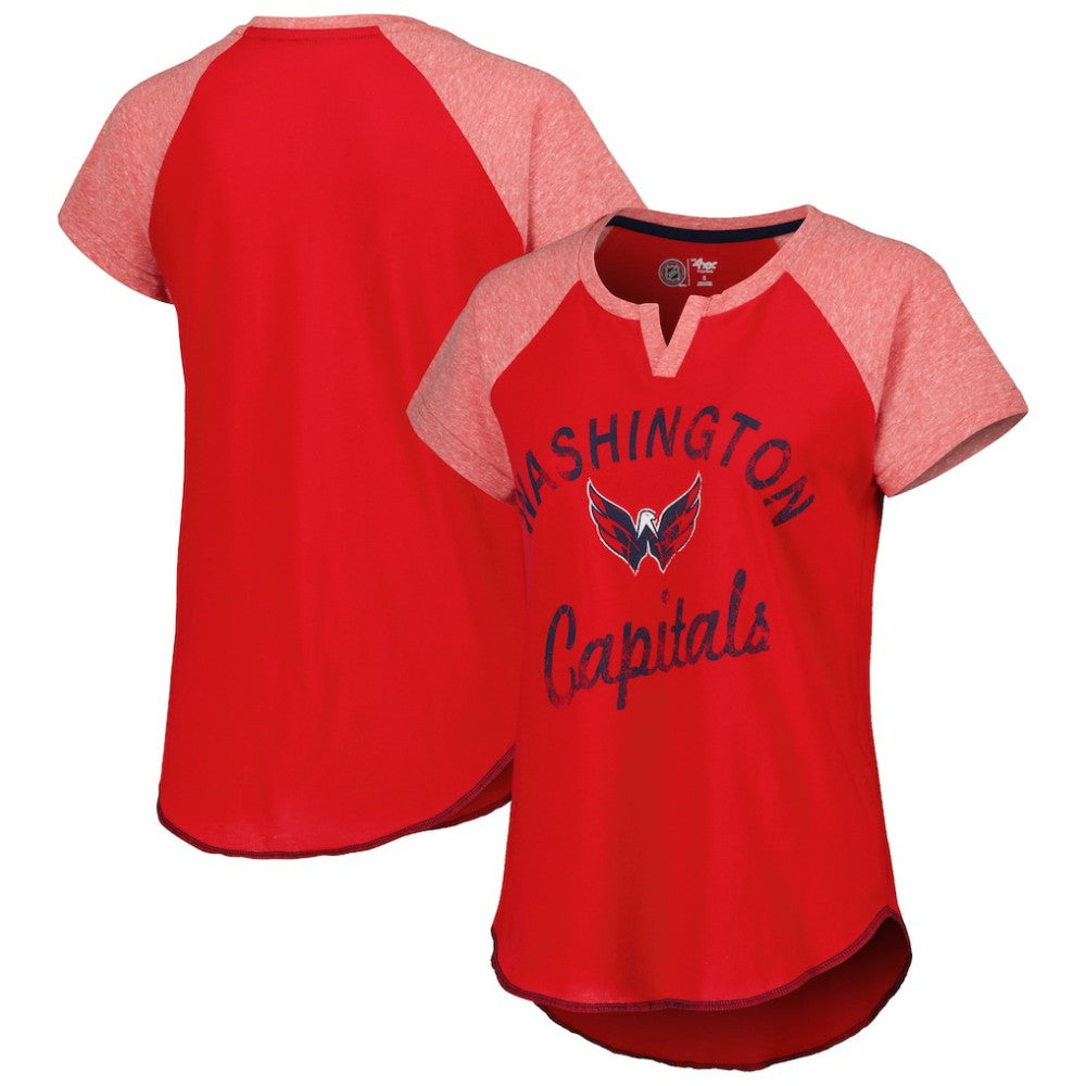 Washington Capitals Starter Women's Grand Slam Raglan Notch Neck T-Shirt - Red - NHL 5271940