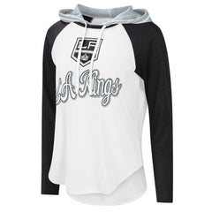 Los Angeles Kings G-III 4Her by Carl Banks Women's MVP Raglan Lightweight Hooded T-Shirt - White/Black - NHL 5271965